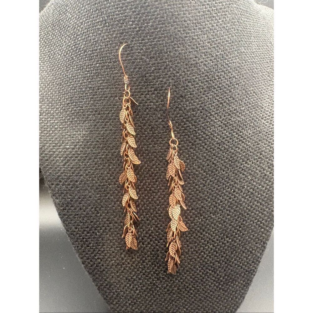 Copper Leaf Earrings, Dangle, 4”, NEW, Handmade, Artisan